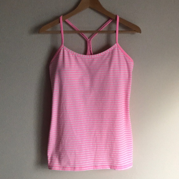 lululemon athletica Tops - Lululemon Power Y Tank in Pink & White